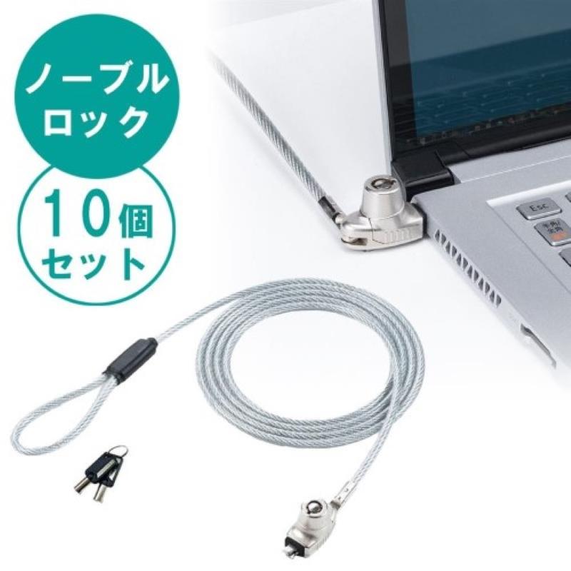 イーサプライ セキュリティワイヤー 10個セット ノーブルロック