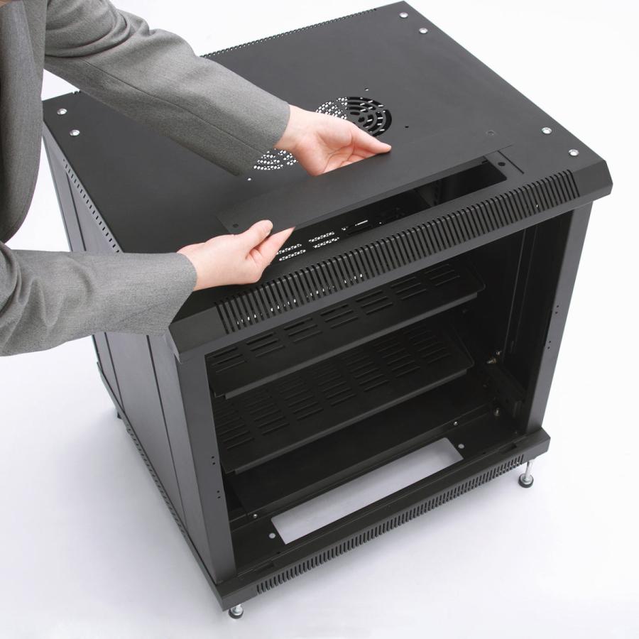 サーバーラック 19インチ 9U 小型 ネットワーク機器収納 ラック CPU マウント型 メッシュパネル EEZ-SV004_18