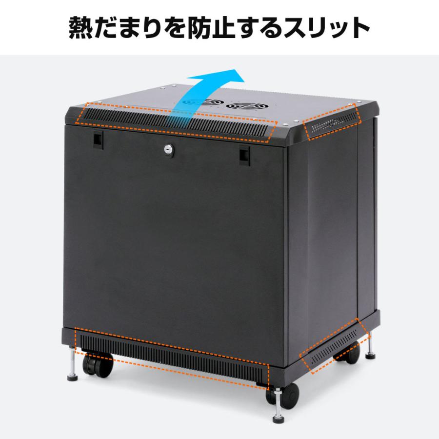 サーバーラック 19インチ 9U 小型 ネットワーク機器収納 ラック CPU マウント型 メッシュパネル EEZ-SV004_4