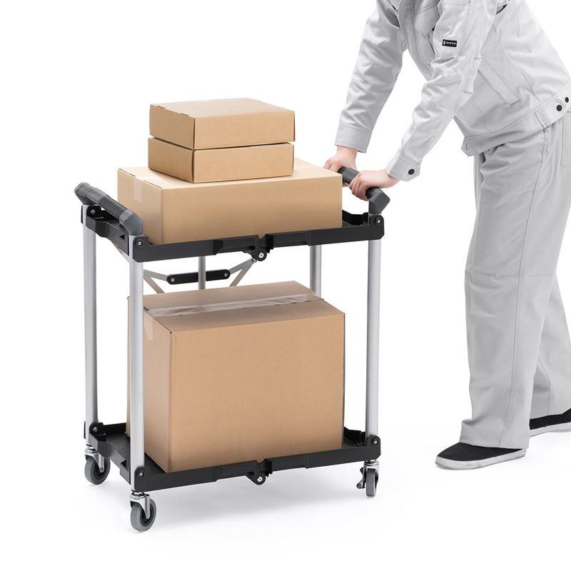 ツールワゴン 2段 折りたたみ カート 台車 キャスター付 総耐荷重50kg 4輪 軽量 介護施設 EZ1-CART013 | SANWA SUPPLY | 13