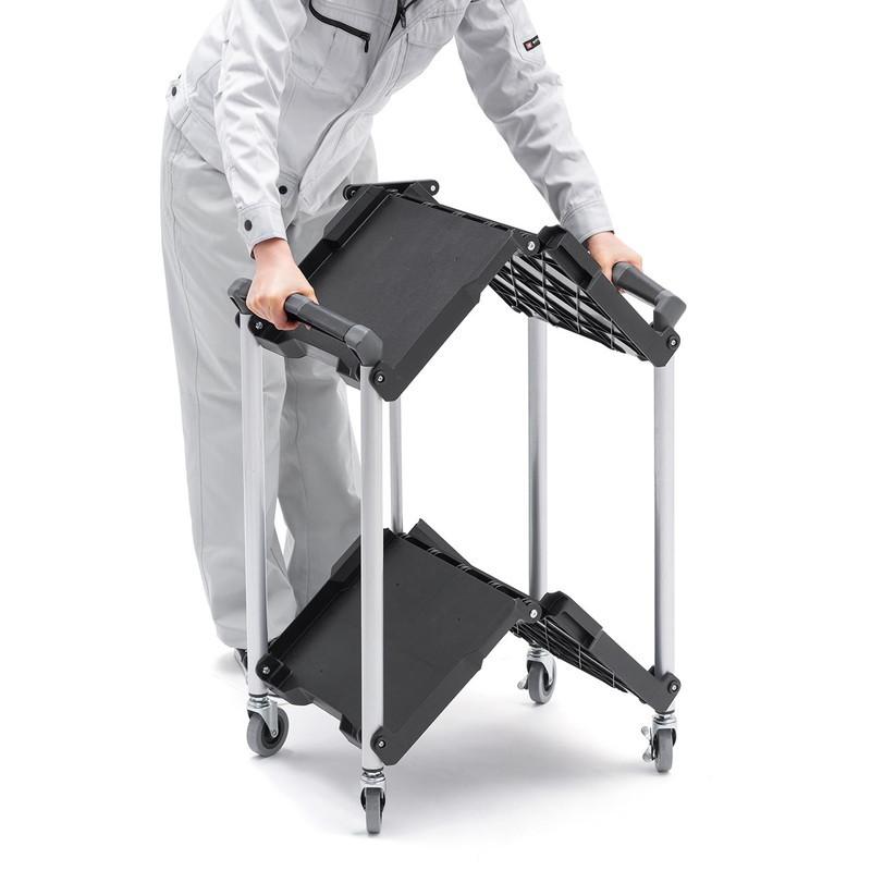 ツールワゴン 2段 折りたたみ カート 台車 キャスター付 総耐荷重50kg 4輪 軽量 介護施設 EZ1-CART013 | SANWA SUPPLY | 14