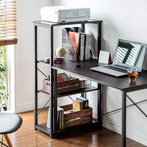 ◉送料無料、【大人気】棚付マルチデスク　BK/DBR/WH 棚付マルチデスク BK/DBR/WH