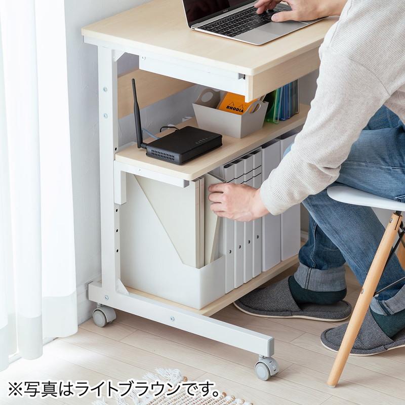 パソコンデスク 幅55cm 省スペース テレワーク 在宅勤務 収納棚 ラック 勉強机 ゴムキャスター ブラウン EZ1-DESKF037M|esupply|21