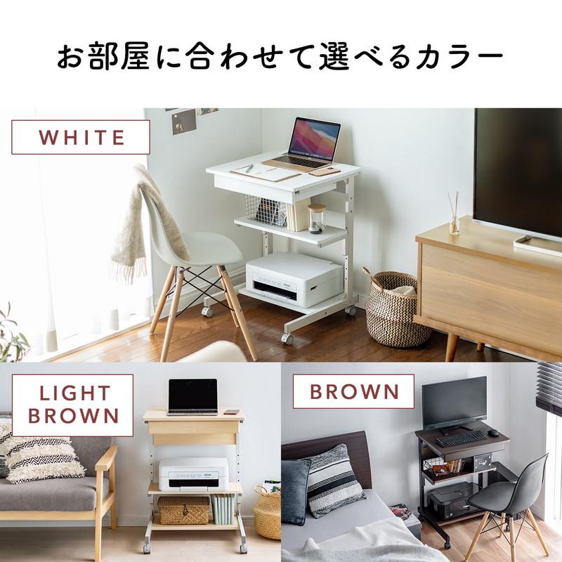 パソコンデスク 幅55cm 省スペース テレワーク 在宅勤務 収納棚 ラック 勉強机 ゴムキャスター ブラウン EZ1-DESKF037M|esupply|09