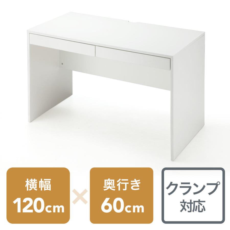 パソコンデスク 木製 幅120cm×奥行60cm×高さ72cm ワークデスク ホワイト EZ1-DESKH010W｜esupply