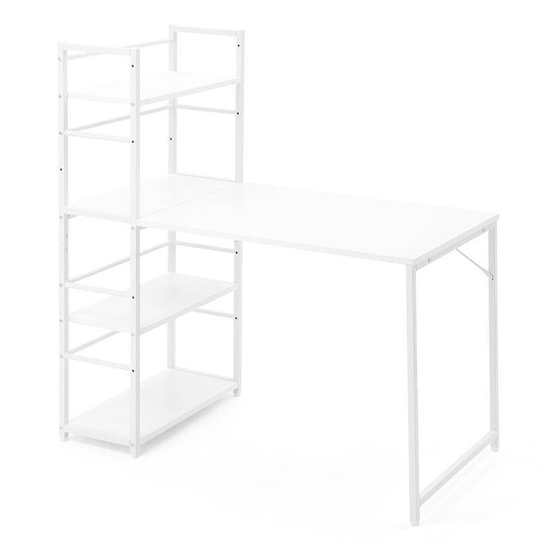 システムデスク　パソコンデスク オープンシェルフ　ホワイト　勉強机 SANWA SUPPLY（サンワサプライ） パソコンデスク シェルフ付 収納
