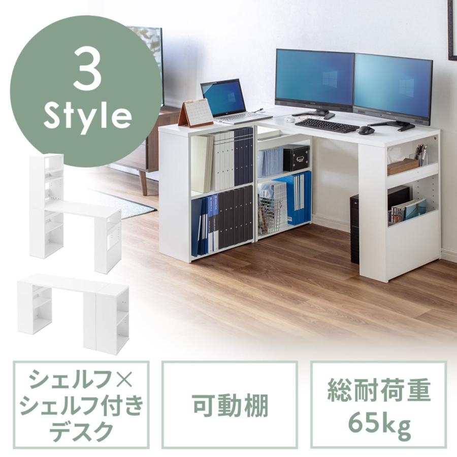 SANWA SUPPLY パソコンデスク シェルフ付 組み替えデスク