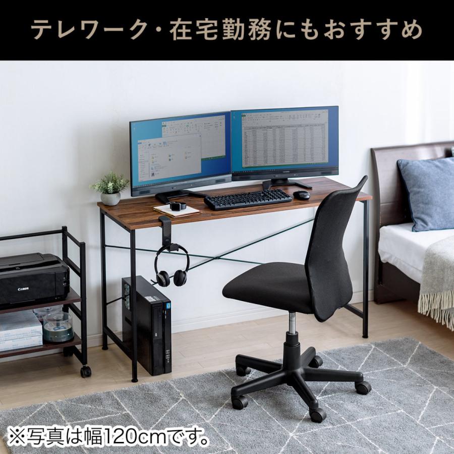 パソコンデスク シンプルデスク 幅100cm 奥行45cm スリム 平机 木目調 ブラウン EZ1-DESKN007｜esupply｜08