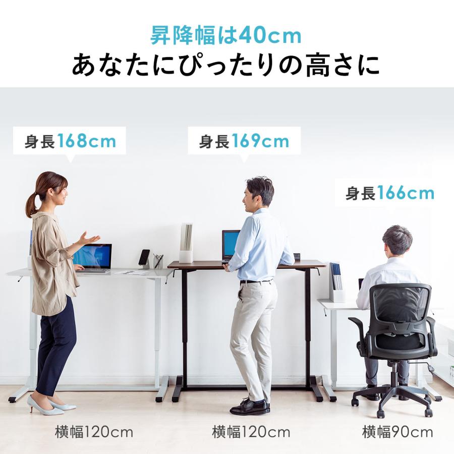 SANWA SUPPLY（サンワサプライ） ガス圧式昇降デスク 幅90cm 奥行60cm