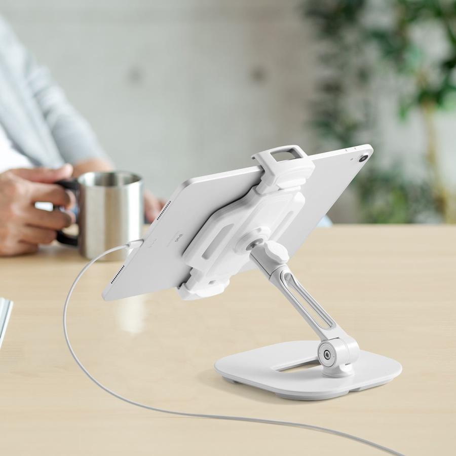 iPad・タブレットアームスタンド 6〜13インチ対応 角度調整 回転 スタンド式 ホワイト アルミ製 EZ1-LATAB013W|esupply|13