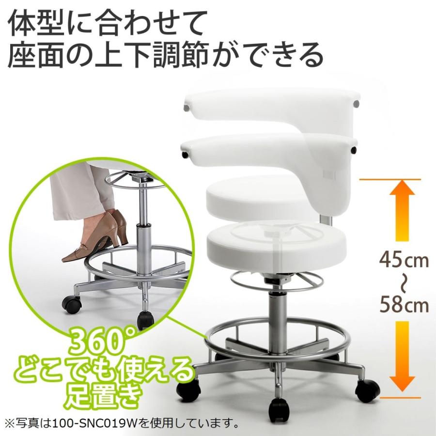 丸椅子 スツール キャスター付 ラウンドチェア オフィス 作業用 ブラック EZ1-SNC019BK_4