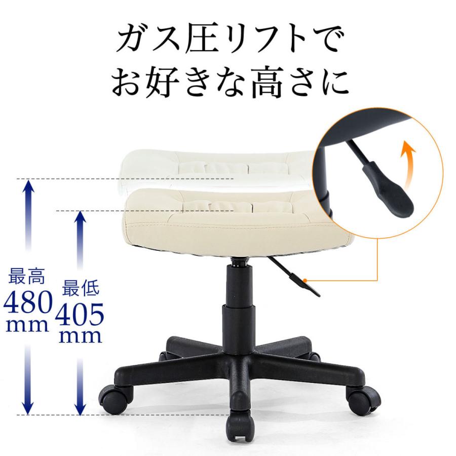 オットマン キャスター付 ストッパーなし PUレザー リラックス 足置き台 補助いす 高さ調節 ブラック EZ1-SNC035｜esupply｜05