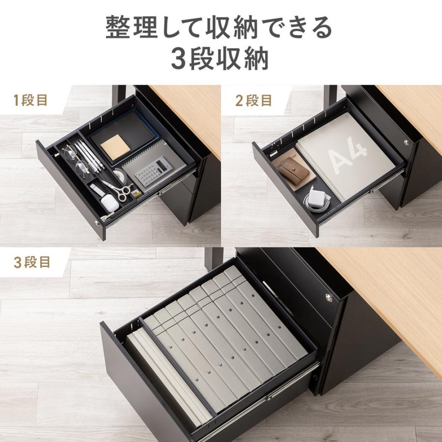 SANWA SUPPLY（サンワサプライ） デスクワゴン キャスター付き 鍵付き
