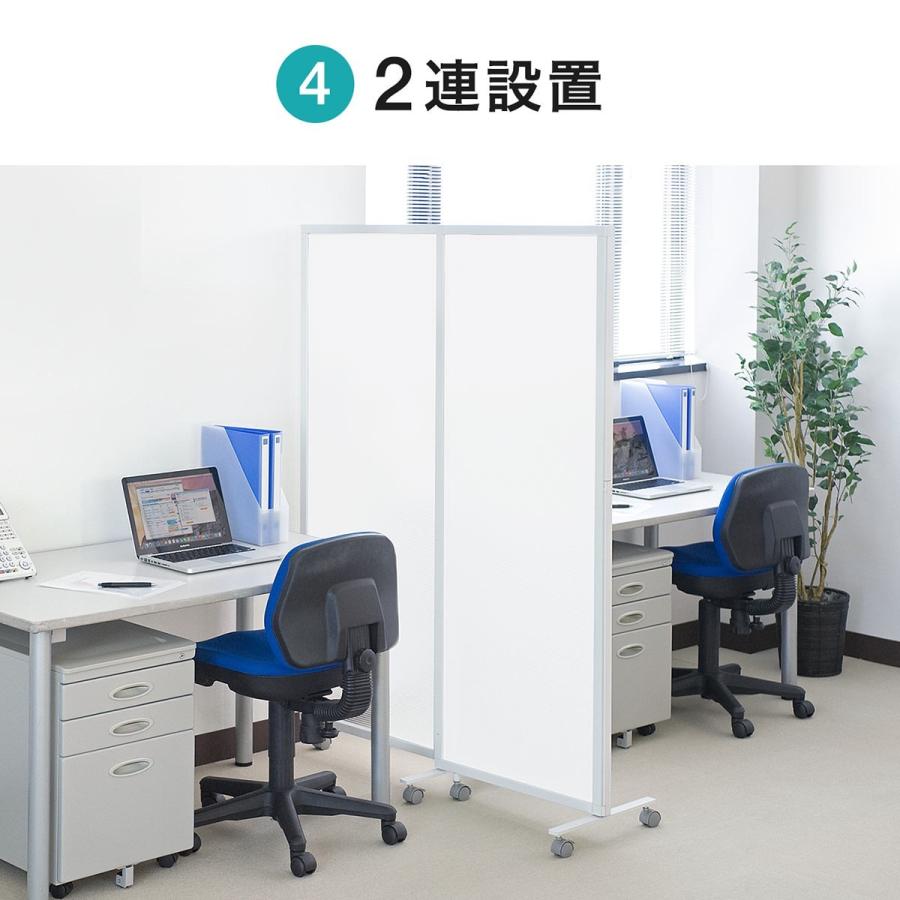 パーティション 3連 半透明 高さ160cm キャスター付 衝立 仕切り 360°回転 プライバシー EZ1-SPT020Wの画像