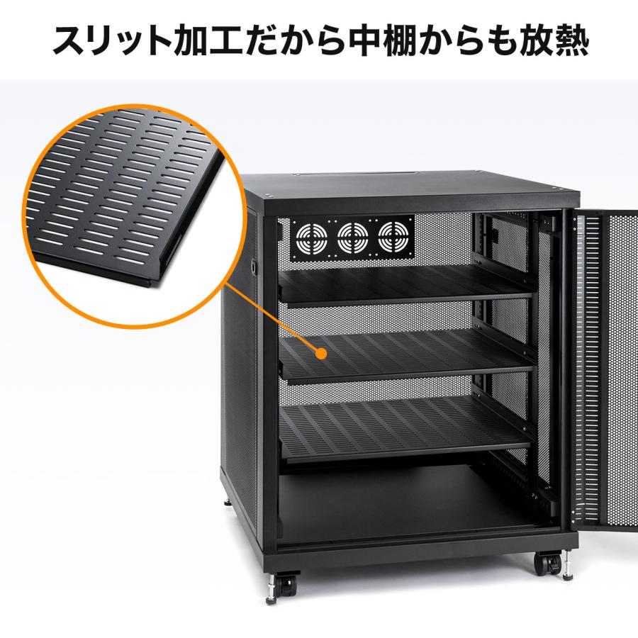 タワー型サーバー 機器収納ラック 幅80cm 高さ100cm 棚板3枚付 底板耐荷重100kg EZ1-SV016_3
