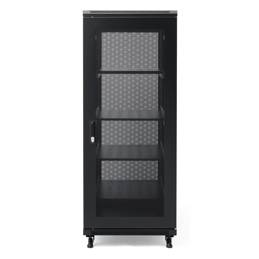 サーバーラック 19インチ 中型 30U 奥行100cm メッシュパネル 棚板×3枚 スライド棚×1枚付き EZ1-SV030BK_19