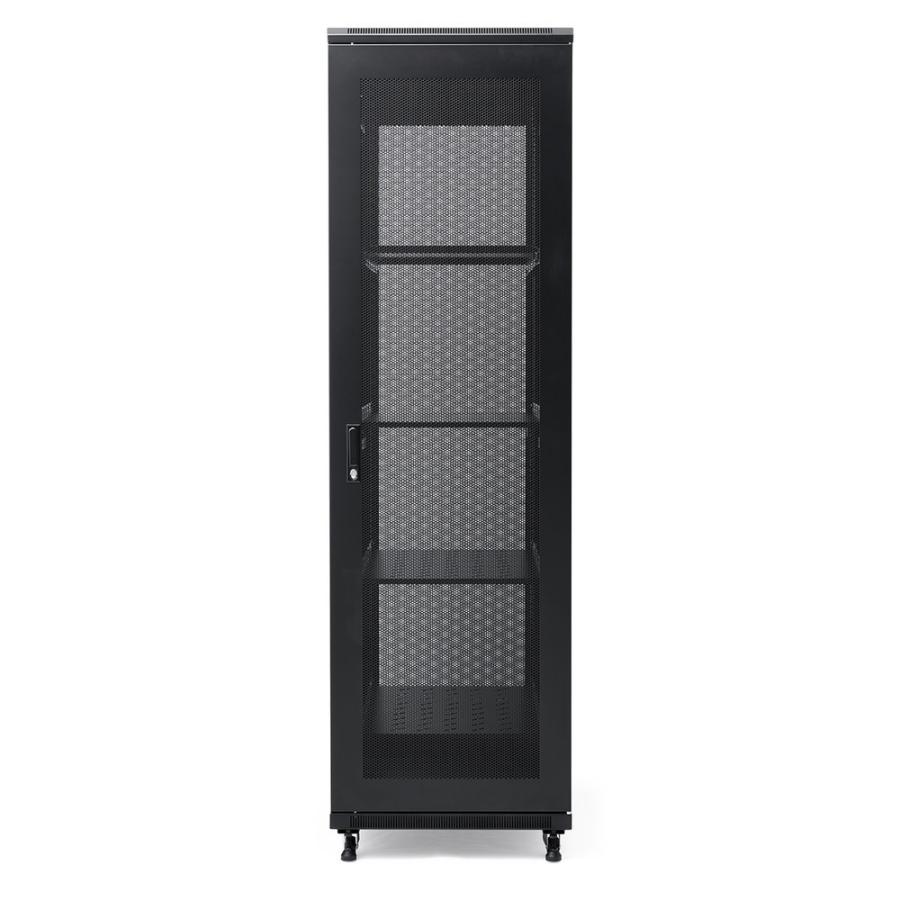予約 サーバーラック 19インチ 大型 42U 奥行100cm メッシュパネル 棚板×3枚 スライド棚×1枚付き EZ1-SV032BK 代引き不可 個人様宅への配送不可_19