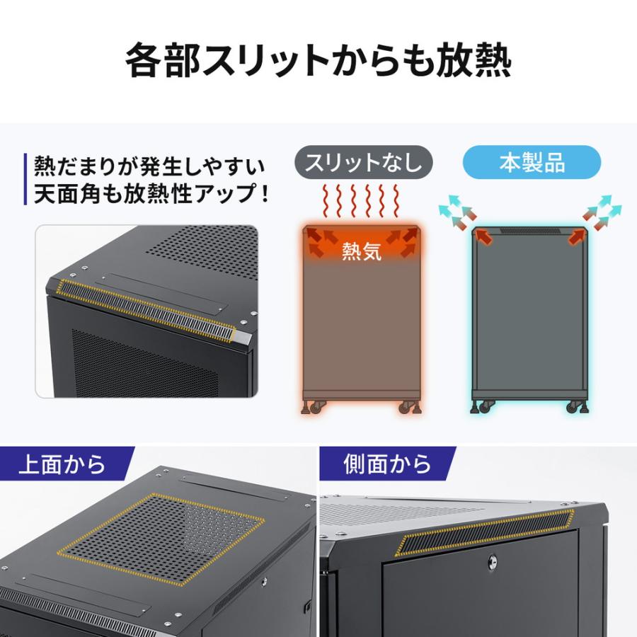 予約 サーバーラック 19インチ 大型 42U 奥行100cm メッシュパネル 棚板×3枚 スライド棚×1枚付き EZ1-SV032BK 代引き不可 個人様宅への配送不可_2