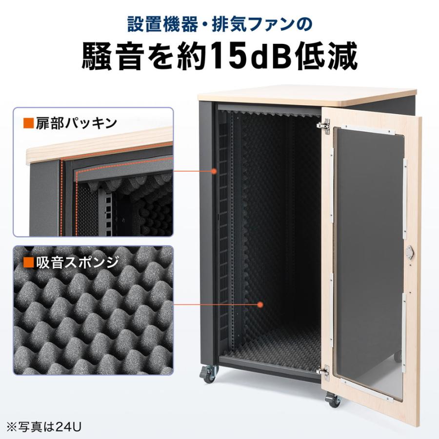 防音ラック 騒音低減ラック 19インチ 24U 中型 AVシステム 音響機器 奥行78.2cm 高さ126cm EZ1-SV036 代引き不可 個人様宅への配送不可の画像