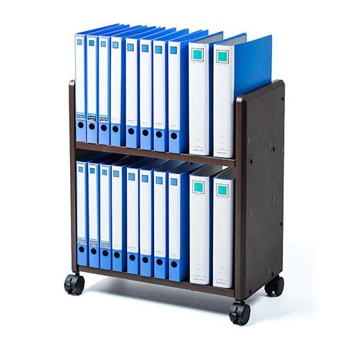 SANWA SUPPLY（サンワサプライ） ファイルワゴン 2段 木製 ストッパー