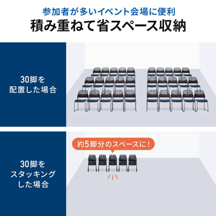 スタッキングチェア ミーティングチェア 会議用チェア 4脚セット スタッキング 軽量 ブラック EZ15-SNC135BK｜esupply｜03