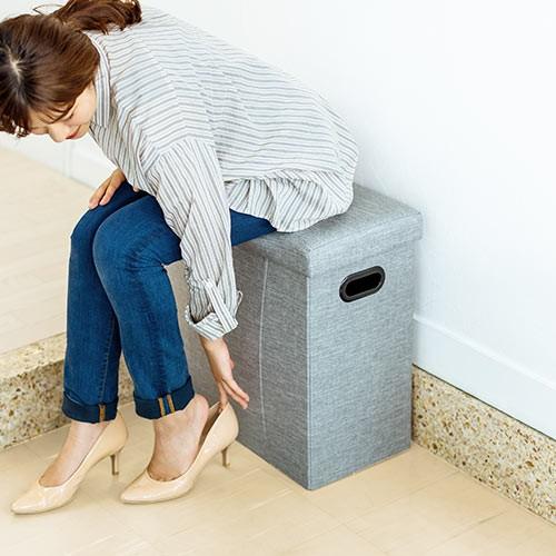 収納スツール 座れる収納ボックス 折りたたみ 座面取り外し オットマン 持ち手付 耐荷重60kg グレー EZ15-SNCBOX12GY | SANWA SUPPLY | 11