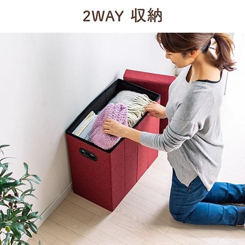 収納スツール 座れる収納ボックス 折りたたみ 座面取り外し オットマン 持ち手付 耐荷重60kg グレー EZ15-SNCBOX12GY | SANWA SUPPLY | 03