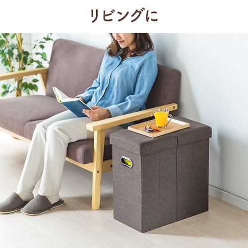 収納スツール 座れる収納ボックス 折りたたみ 座面取り外し オットマン 持ち手付 耐荷重60kg グレー EZ15-SNCBOX12GY | SANWA SUPPLY | 06