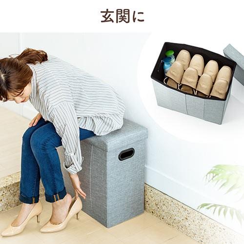 収納スツール 座れる収納ボックス 折りたたみ 座面取り外し オットマン 持ち手付 耐荷重60kg グレー EZ15-SNCBOX12GY | SANWA SUPPLY | 07