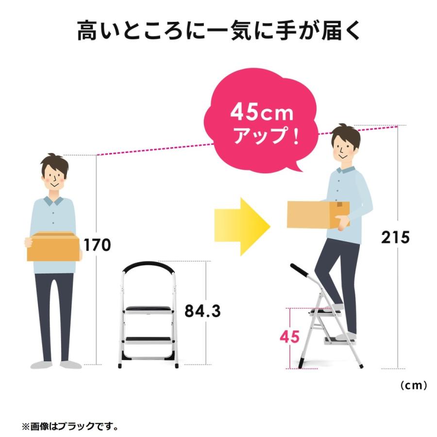 踏み台 2段 脚立 折りたたみ ステップスツール クッション付 滑り止め ステップ トラック昇降設備 荷台昇降 オレンジ  EZ15-SNCH002D｜esupply｜03