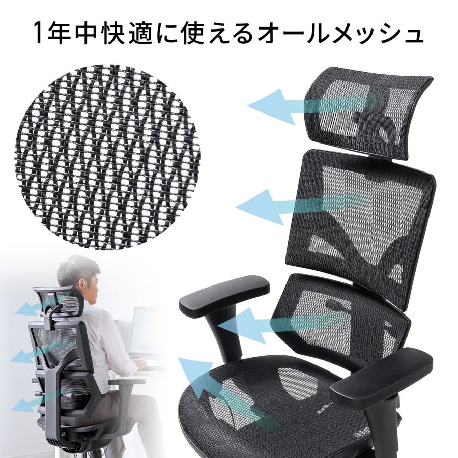 メッシュチェア スリム形状背もたれ シンクロロッキング 3段階ロッキング固定 ランバーサポート 3Dアームレスト 耐荷重125kg EZ15-SNCM2_10