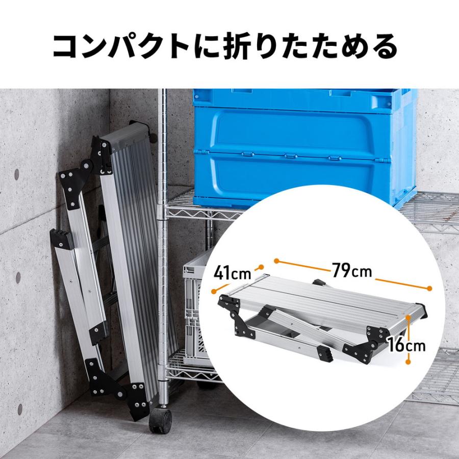 SANWA SUPPLY（サンワサプライ） 脚立 アルミ製足場台 洗車台 幅広