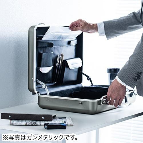 アタッシュケース アルミケース ブラック 通勤 15.6型パソコン対応 A4サイズ書類収納 スタイリッシュ EZ2-BAG155BKの画像