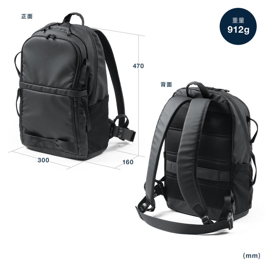 ビジネス対応耐水性バックパック ブラック SANWA SUPPLY 前持ちビジネスリュック 日本製 耐水設計 スマホ
