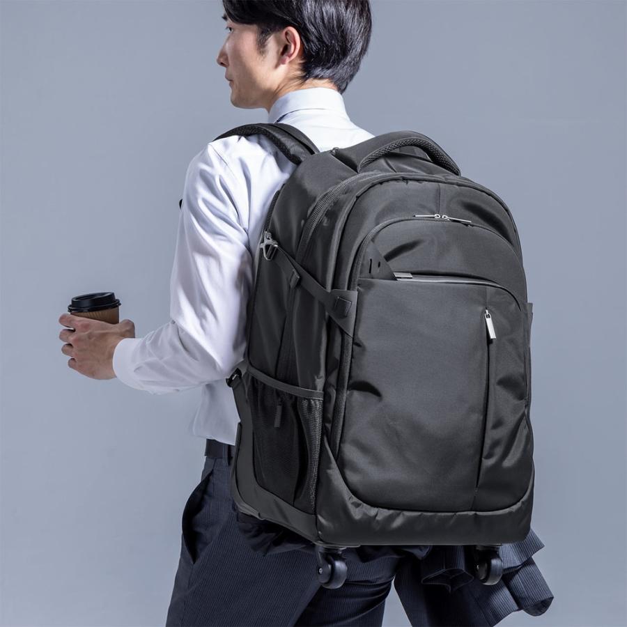 キャリーリュック キャリーバッグ 2WAY トロリー 4輪 ビジネスリュック 35リットル ブラック EZ2-BAGCR011BK_17