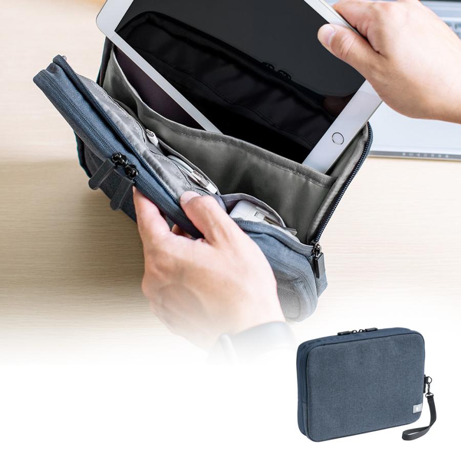 SANWA SUPPLY ガジェットポーチ B5サイズ 薄型 モバイルバッテリー