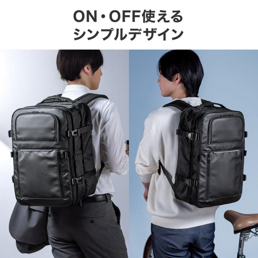 リュック 拡張 22〜33リットル 大容量 16インチ PCリュック バックパック 出張 旅行 ビジネス 撥水 通勤 多機能 大型 メンズ シンプル 多収納 ブラック[200-BAGSTY1] SANWA SUPPLY（サンワサプライ） リュック 拡張 22〜33リットル 大容量
