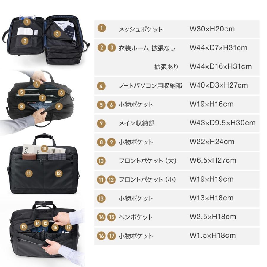SANWA SUPPLY（サンワサプライ） 3WAYビジネスバッグ 拡張 26〜39