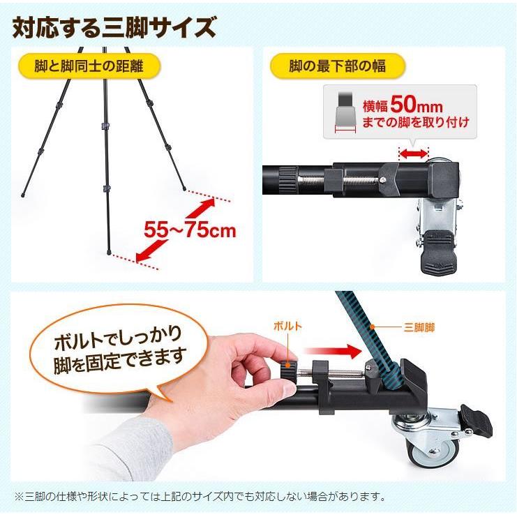 SANWA SUPPLY 三脚台 キャスター付き 折りたたみ式 平行移動