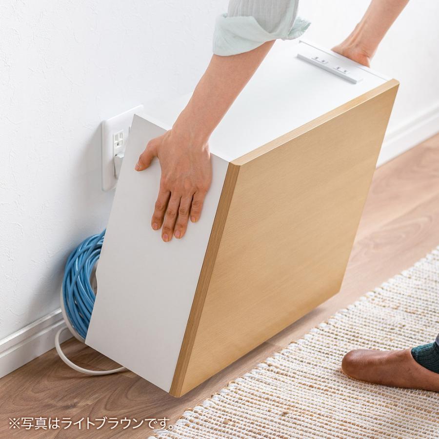 ルーター収納ボックス コンセント付き 幅50cm 木製 スリム 壁面収納 ケーブルボックス 電話台 ダークブラウン EZ2-CB042DBRM | SANWA SUPPLY | 12