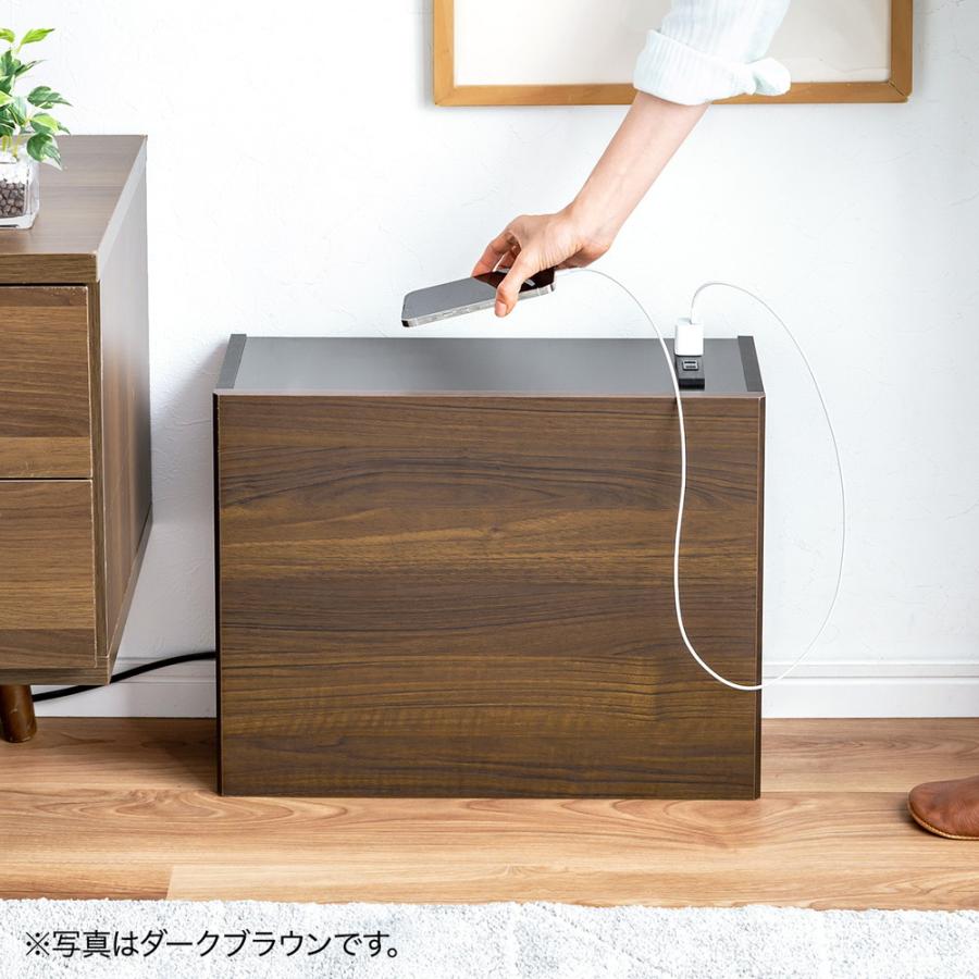 ルーター収納ボックス コンセント付き 幅50cm 木製 スリム 壁面収納 ケーブルボックス 電話台 ダークブラウン EZ2-CB042DBRM | SANWA SUPPLY | 18