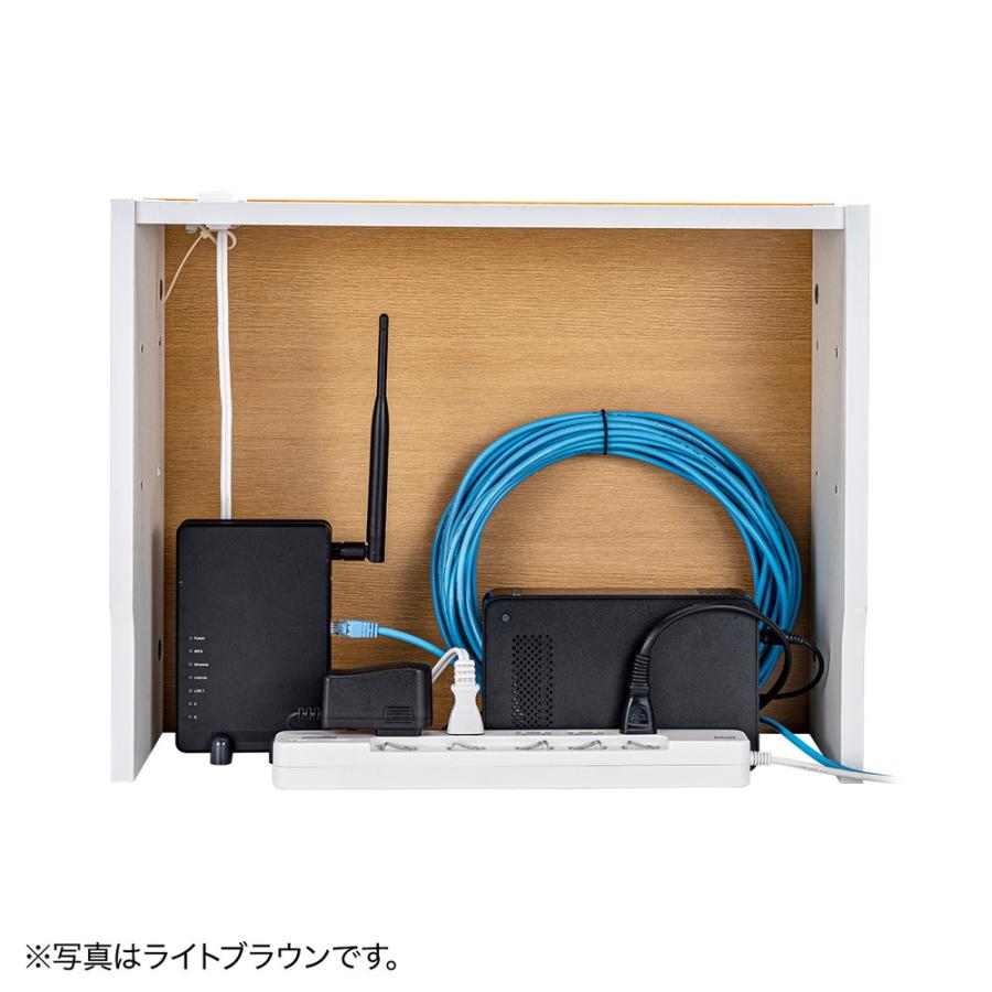ルーター収納ボックス コンセント付き 幅50cm 木製 スリム 壁面収納 ケーブルボックス 電話台 ダークブラウン EZ2-CB042DBRM | SANWA SUPPLY | 20