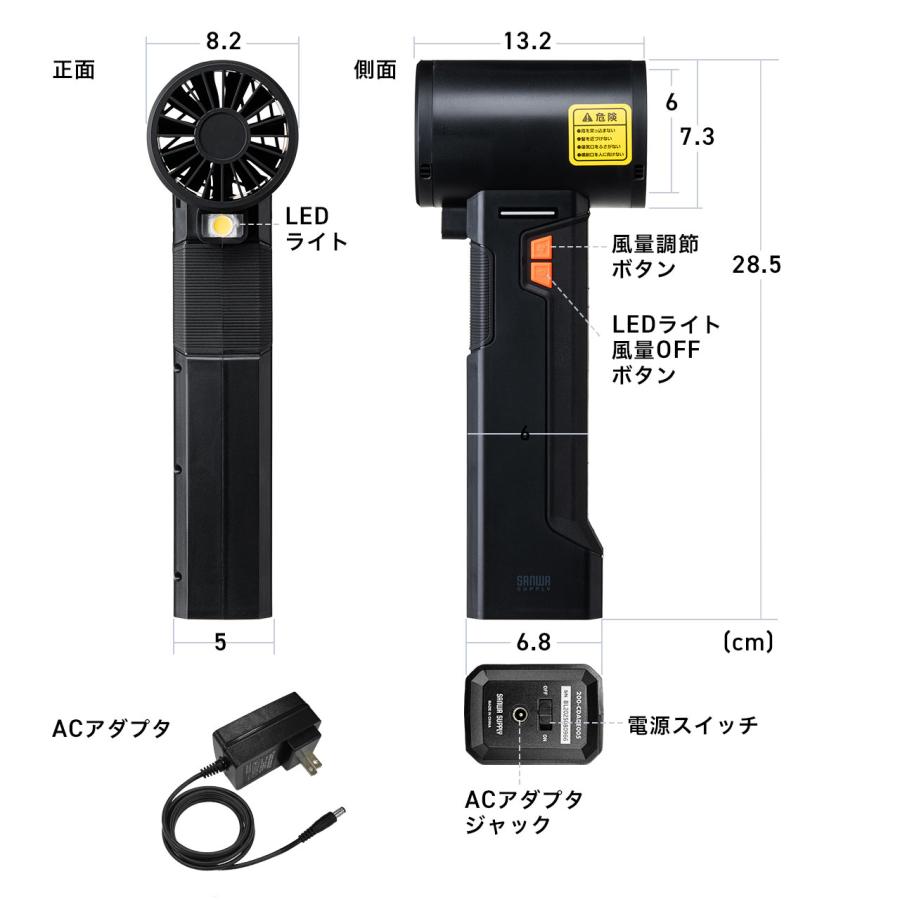 電動エアダスター ブロワー 洗車 超強力 風速4段階調整 充電式 コードレス LEDライト 電池残量表示 落ち葉 庭掃除 EZ2-CDADE005_11