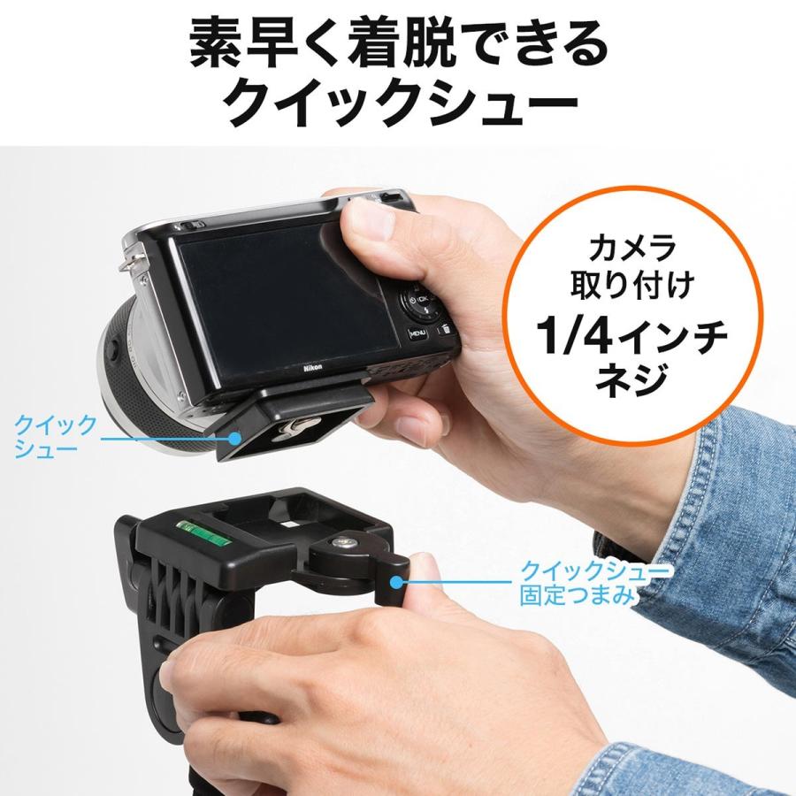 デジカメ4台セット SANWA SUPPLY カメラ一脚 雲台付 コンパクト 4段伸縮 レバー