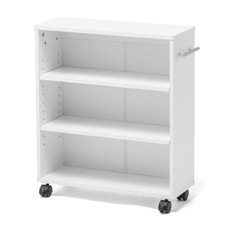 隙間収納 20cm メディアラック すきま収納ラック 収納ワゴン キャスター 本棚 コミック 押入れ マルチワゴン カウンター下 3段 ホワイト EZ2-FCD070W | SANWA SUPPLY | 17