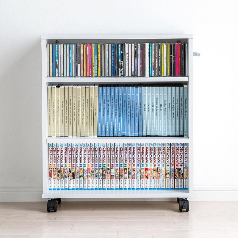 隙間収納 20cm メディアラック すきま収納ラック 収納ワゴン キャスター 本棚 コミック 押入れ マルチワゴン カウンター下 3段 ホワイト EZ2-FCD070W | SANWA SUPPLY | 19
