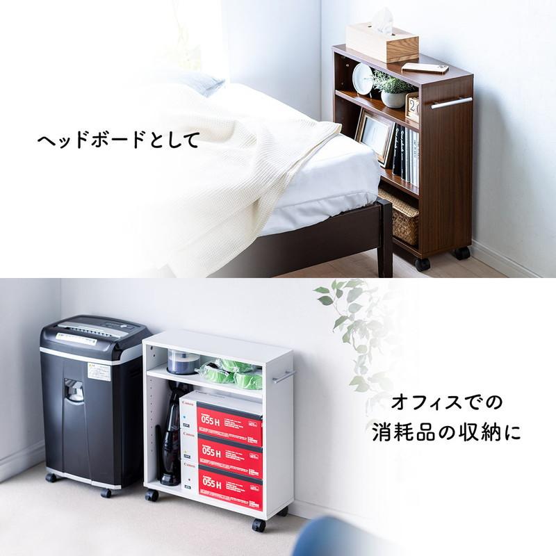 隙間収納 20cm メディアラック すきま収納ラック 収納ワゴン キャスター 本棚 コミック 押入れ マルチワゴン カウンター下 3段 ホワイト EZ2-FCD070W | SANWA SUPPLY | 05