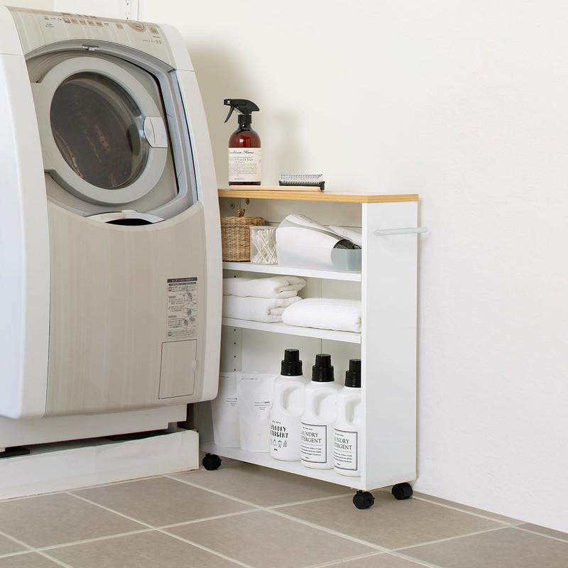 隙間収納 15cm メディアラック すきま収納ラック キャスター付 本棚 コミック 薄型 キッチン 押入れ マルチワゴン 3段 ホワイト EZ2-FCD073W | SANWA SUPPLY | 18