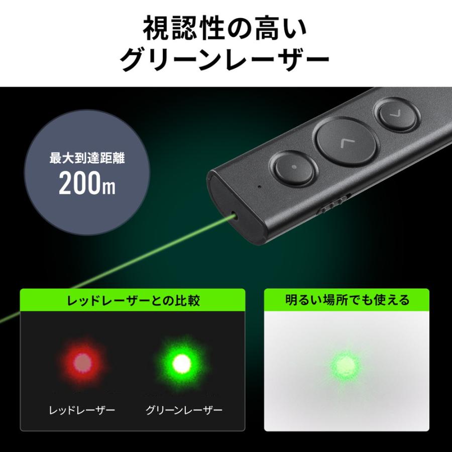 SANWA SUPPLY（サンワサプライ） レーザーポインター 緑 USB充電式