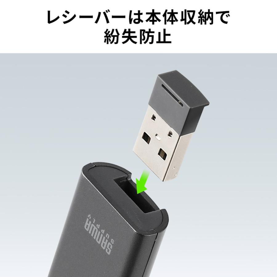 サンワダイレクト レーザーポインター 緑 USB 充電式 パワーポイント操作 A SANWA SUPPLY（サンワサプライ） レーザーポインター 緑 USB充電式